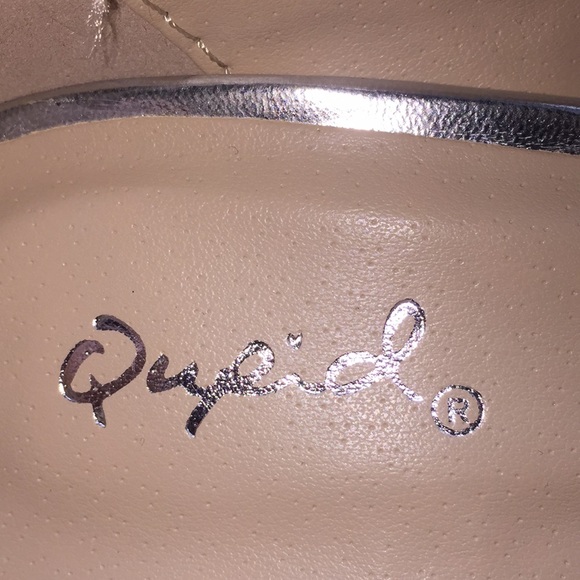 Qupid Woman’s Silver Multi Glitter Open Toe High Heels Size 7 - Picture 10 of 13